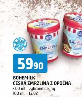 Bohemilk česká zmrzlina z opočna 460 ml vybrané druhy 