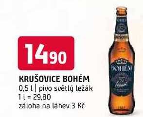 Krušovice bohém pivo světlý ležák 0,5l 0.5l