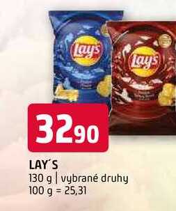 Lay's chips 130g, vybrané druhy