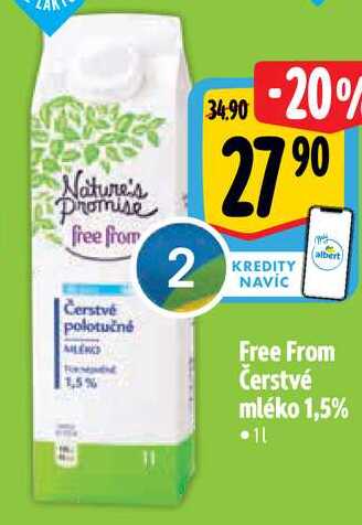 Free From Čerstvé mléko 1,5%, 1 l