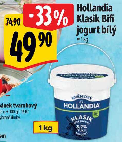 Hollandia Klasik Bifi jogurt bílý, 1 kg