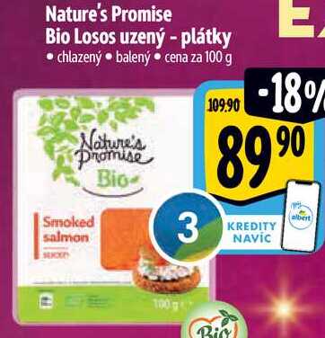 Nature's Promise Bio Losos uzený - plátky, cena za 100 g 