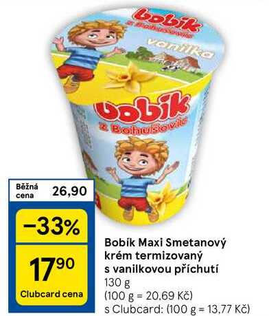 Bobik Maxi Smetanový krém termizovaný s vanilkovou příchutí, 130 g 