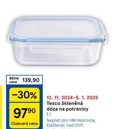 Tesco Skleněná dóza na potraviny, 1 l