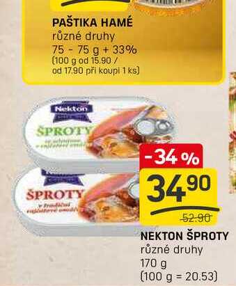 NEKTON ŠPROTY různé druhy 170 g