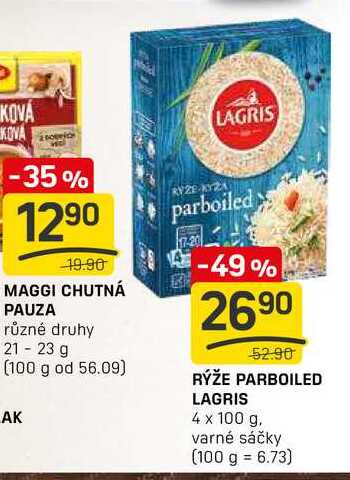 RÝŽE PARBOILED LAGRIS 4 x 100 g, varné sáčky 