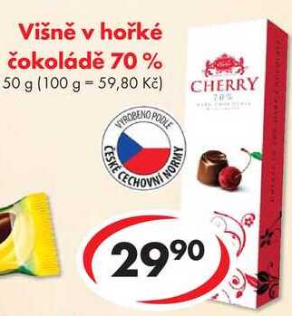 Višně v hořké čokoládě 70%, 50 g