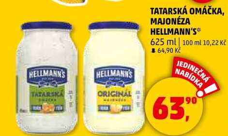 TATARSKÁ OMÁČKA, MAJONÉZA HELLMANN'S, 625 ml 