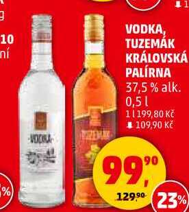 VODKA, TUZEMÁK KRÁLOVSKÁ PALÍRNA 37,5% alk., 0,5 l