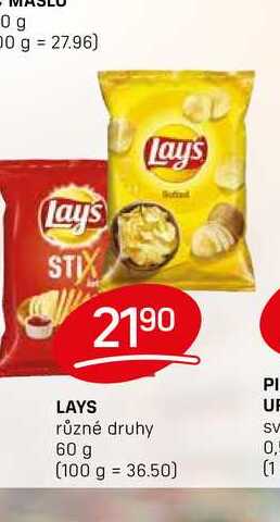 LAYS různé druhy 60 g