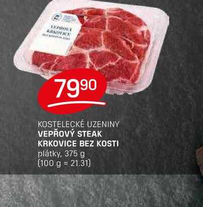 VEPŘOVÝ STEAK KRKOVICE BEZ KOSTI plátky, 375 g 