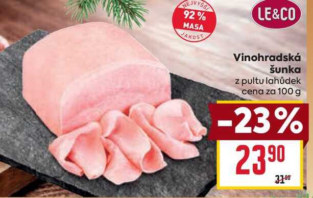 Vinohradská šunka z pultu lahůdek cena za 100g