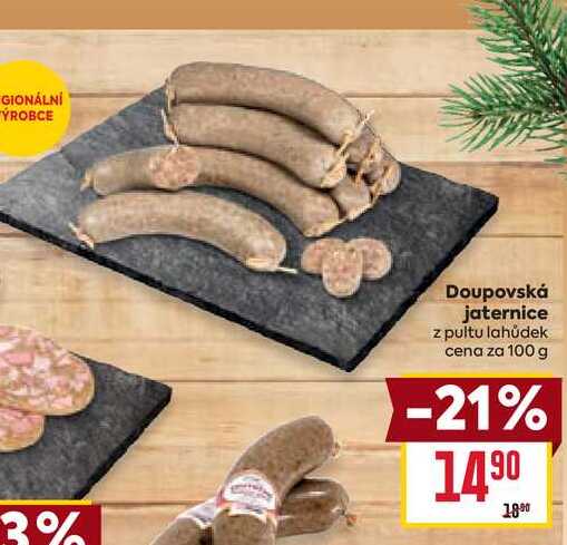 Doupovská jaternice z pultu lahůdek cena za 100g