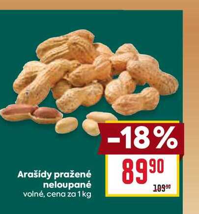 Arašídy pražené neloupané volné, cena za 1 kg 