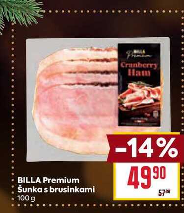 BILLA Premium Šunka s brusinkami 100g