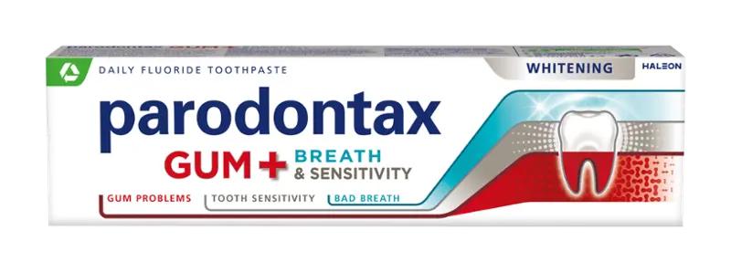 parodontax Zubní pasta s fluoridem Gum + Breath & Sensitivity Whitening, 75 ml