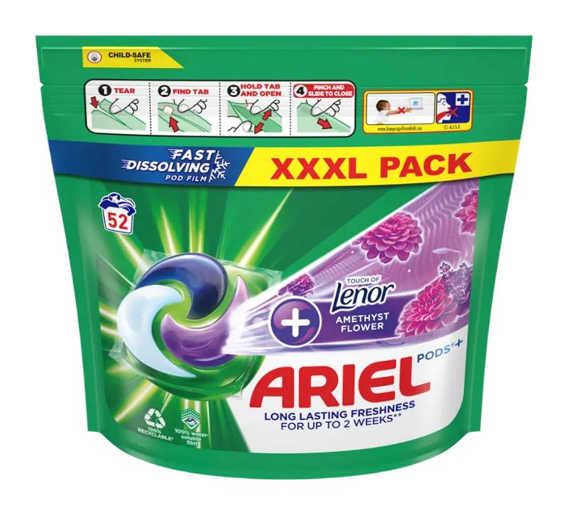 Ariel Prací kapsle All-in-1 + Touch of Lenor Amethyst Flower, 52 pd