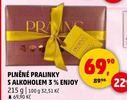 PLNĚNÉ PRALINKY S ALKOHOLEM 3% ENJOY, 215 g 