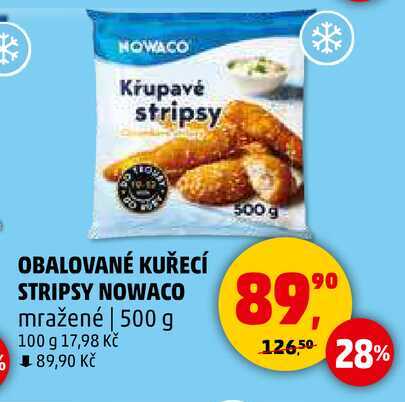 NOWACO OBALOVANÉ KUŘECÍ STRIPSY mražené, 500 g