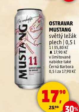 OSTRAVAR MUSTANG světlý ležák plech, 0,5 l