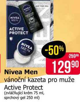 Nivea Men  vánoční kazeta pro muže Active Protect (zvláčňující krém 75 ml, sprchový gel 250 ml) 