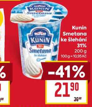 Kunin Smetana ke šlehání 31% 200 g 