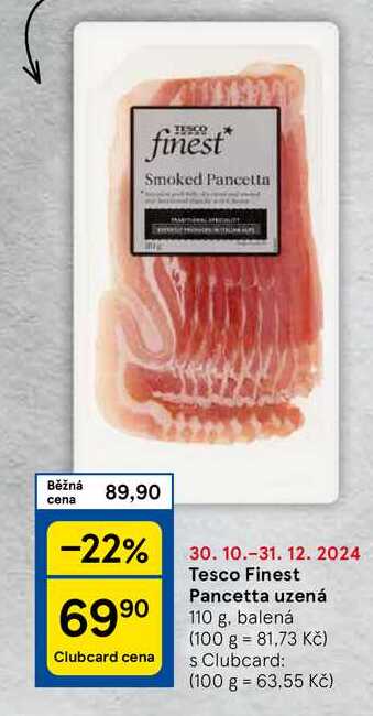 Tesco Finest Pancetta uzená, 110 g