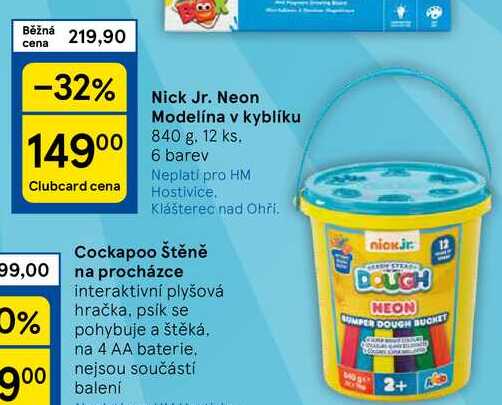 Nick Jr. Neon Modelína v kyblíku, 840 g. 12 ks. 6 barev