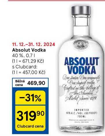 Absolut Vodka 40%, 0.7 l