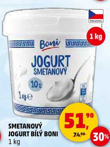 SMETANOVÝ JOGURT BÍLÝ BONI, 1 kg 