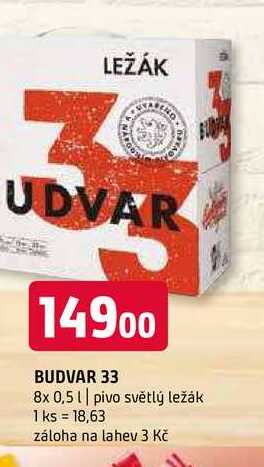 Budweiser Budvar B:Original Pivo světlý ležák 8x0,5l