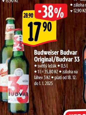  Budweiser Budvar Original/Budvar 33  0,5 l