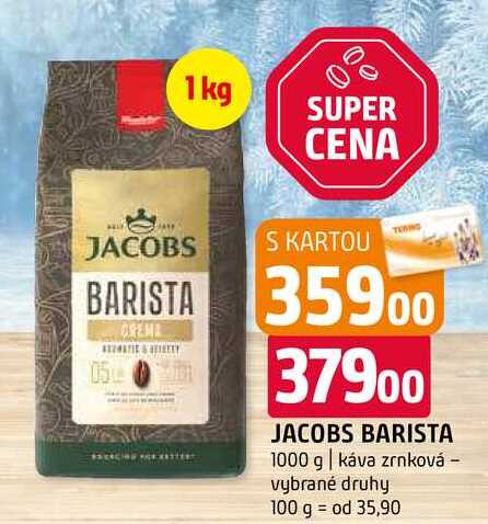 Jacobs barista 1000 g káva zrnková vybrané druhy