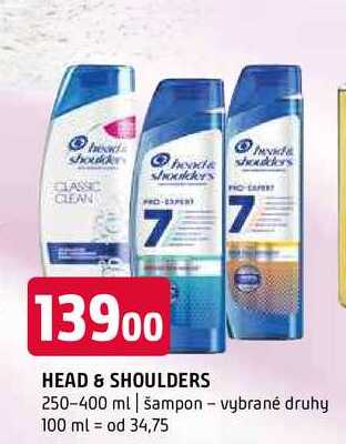 Head & Shoulders Šampon 250-400ml, vybrané druhy