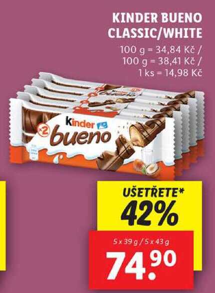 KINDER BUENO CLASSIC/WHITE, 5x 39 g/5x 43 g 