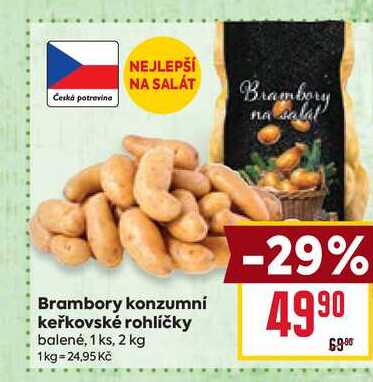 Brambory konzumní keřkovské rohlíčky balené, 1 ks, 2 kg 