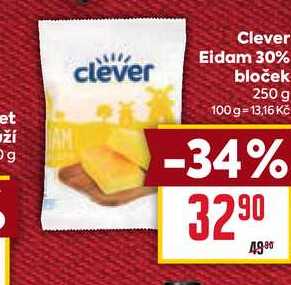 Clever Eidam 30% bloček 250 g