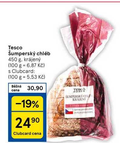 Tesco Šumperský chléb, 450 g. krájený 