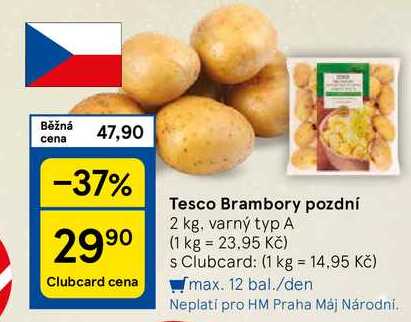 Tesco Brambory pozdní, 2 kg, varný typ A 