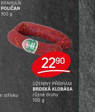 BRDSKÁ KLOBÁSA různé druhy 100 g 