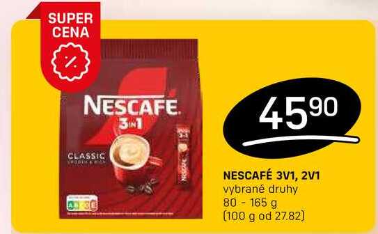 NESCAFÉ 3V1, 2V1 vybrané druhy 80 - 165 g 