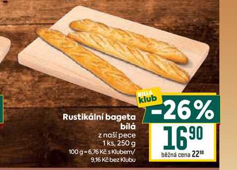 Rustikální bageta bílá z naší pece 1ks, 250 g