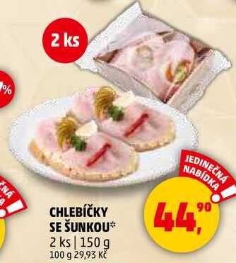 CHLEBÍČKY SE ŠUNKOU, 2 ks, 150 g