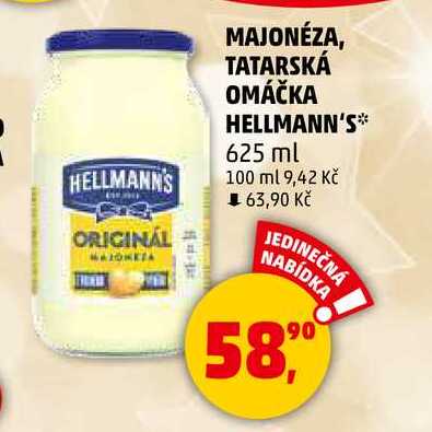 MAJONÉZA, TATARSKÁ OMÁČKA HELLMANN'S, 625 ml 