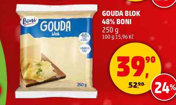 GOUDA BLOK 48% BONI, 250 g 