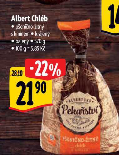 Albert Chléb pšenično-žitný s kmínem 570 g
