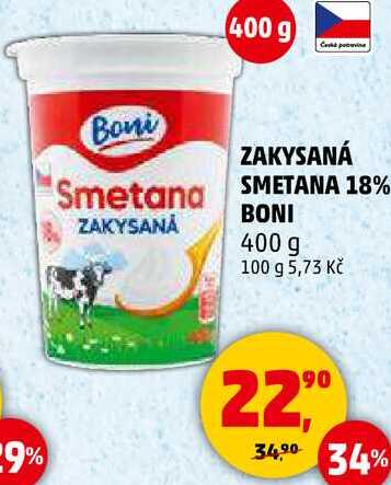 ZAKYSANÁ SMETANA 18% BONI, 400 g