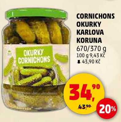 CORNICHONS OKURKY KARLOVA KORUNA, 670/370 g