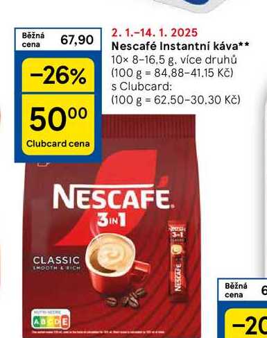 Nescafé Instantní káva, 10x 8-16,5 g. více druhů