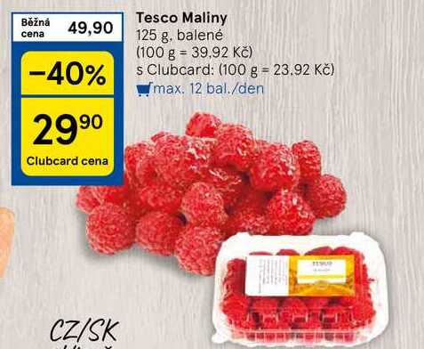 Tesco Maliny, 125 g, balené 